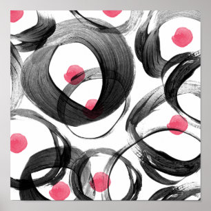 Poster Cercles d'aquarelle rose Abstrait points