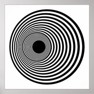 Poster Cercles horizontaux 01 noirs et blancs d'art op