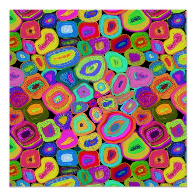 Poster Cercles peints d'huile Abstraite funky (Devant)