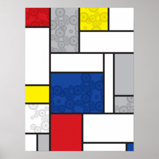 Poster Cercles Rétro Mondrial Minimaliste De Stijl Mod Ar