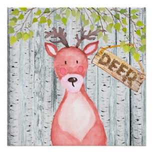 Poster Cerf - Amis de la forêt - illustration de l'aquare