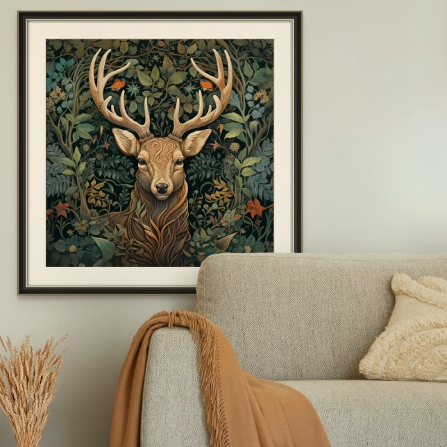 Poster Cerf avec Antlers dans la Forêt Magique (Créateur téléchargé)