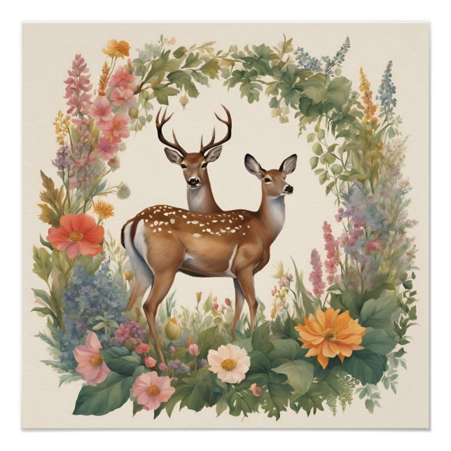 Poster Cerf de Cottagecore (Devant)