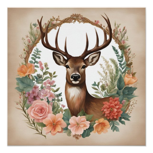 Poster Cerf de Cottagecore (Devant)