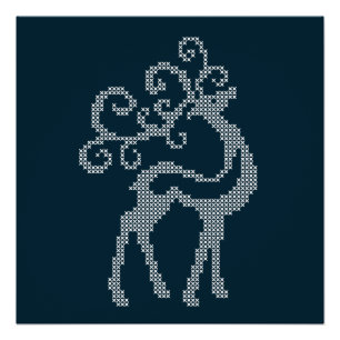 Poster Cerf de Noël à tricot scandinave