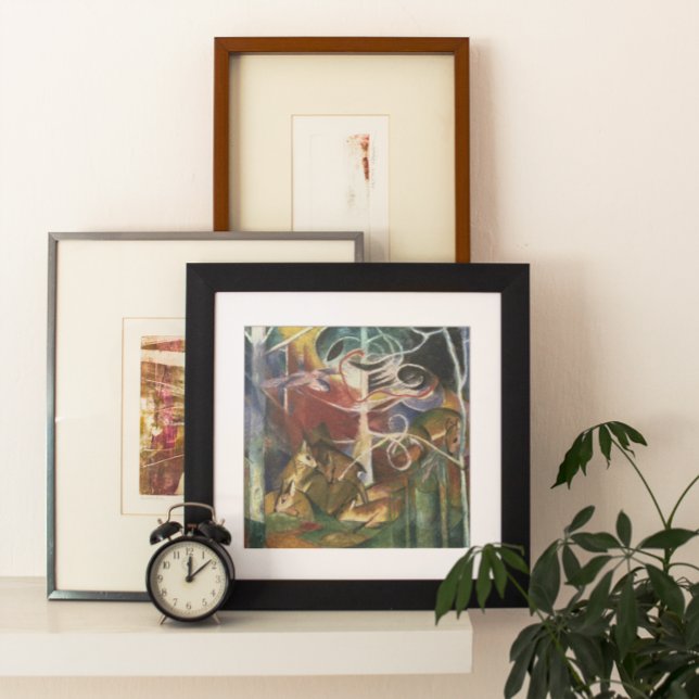 Poster Cerfs dans la forêt par Franz Marc, Beaux-arts vin (Créateur téléchargé)