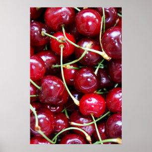 Poster Cerises rouges fruits alimentaires frais gros plan