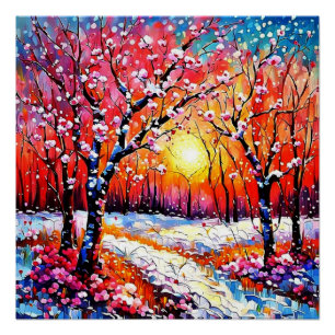 Poster Cerisiers dans la neige 4