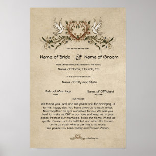 Poster Certificat de mariage Mariage-(conservation orneme