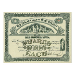 Poster Certificat de Stock de capital vintage Business Fi