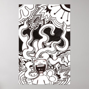 Poster Cerveau heureux psychédélique