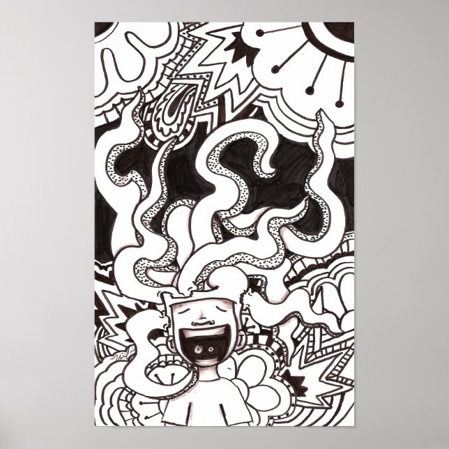 Poster Cerveau heureux psychédélique (Devant)