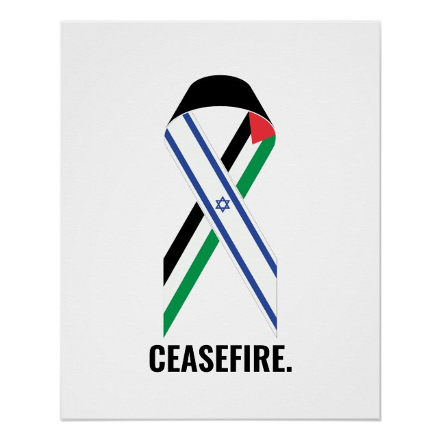 Poster Cessez-le-feu Israël et la Palestine drapeaux cout (Devant)