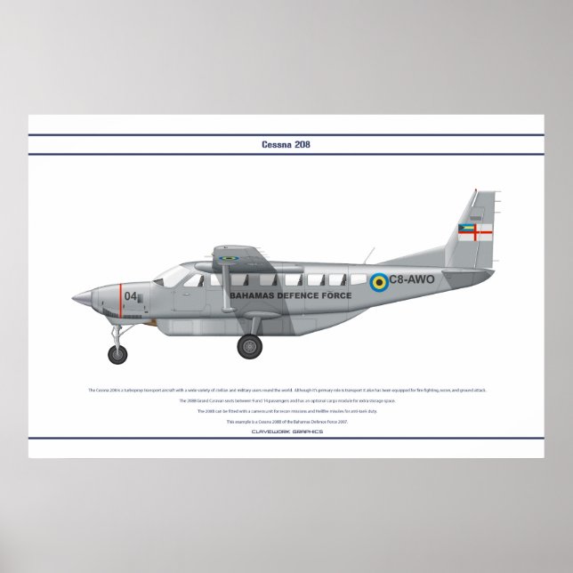 Poster Cessna 208 Bahamas (Devant)