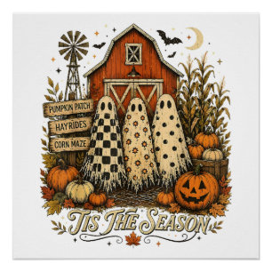 Poster C'est la saison automne Halloween Fantômes