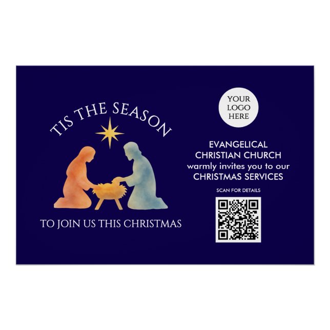 Poster C'EST LA SAISON Logo QR Services Église de Noël  (Devant)