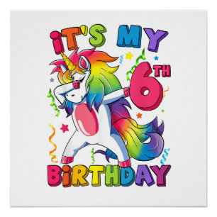 Poster C'est ma fête d'anniversaire 6 ans 6 ans Mignon Da