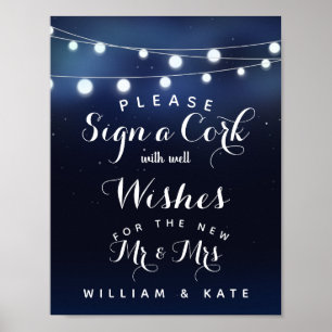 Poster Chaîne de lumière de la marine Signer une fête de