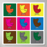 Poster Chaise d'oeuf pop art<br><div class="desc">Neuf affiche design coloré Oeufs-chaises. Vous pouvez customiser la taille et les options.</div>