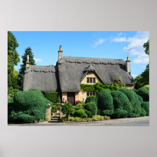 Poster Chalet de toit de chaume dans Chipping Campden pos