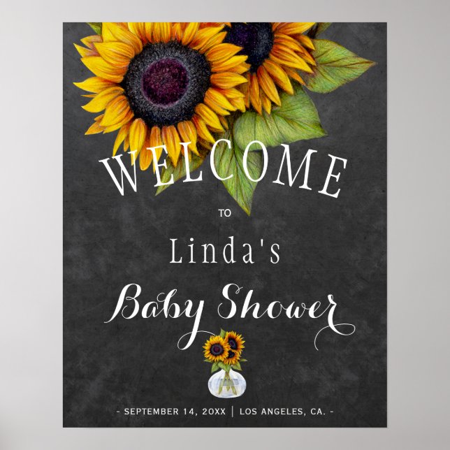 Poster Chalet de tournesol baby shower d'automne (Devant)