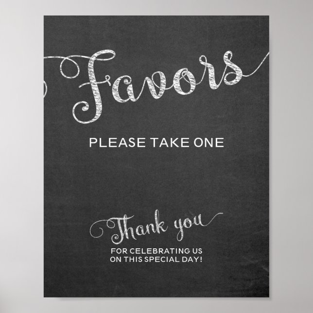 Poster Chalkboard Favoriser Mariage Signer S'il vous plaî (Devant)