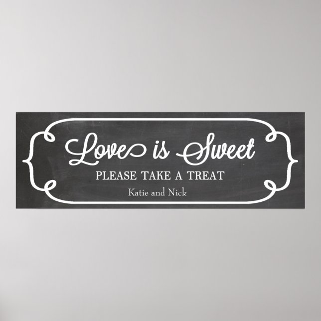 Poster Chalkboard Love is Sweet Sign (Devant)