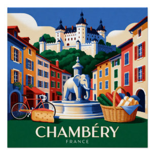 Poster Chambéry France Ville Alpine Voyage