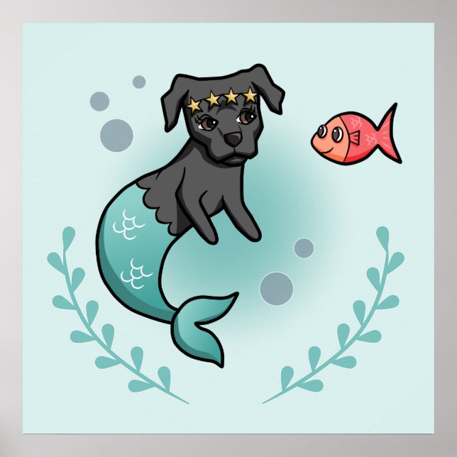 Poster Chambre de nurserie Mermaid Dog MerDog Mignonne (Devant)