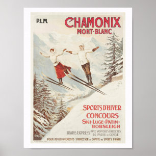 Poster Chamonix France ski