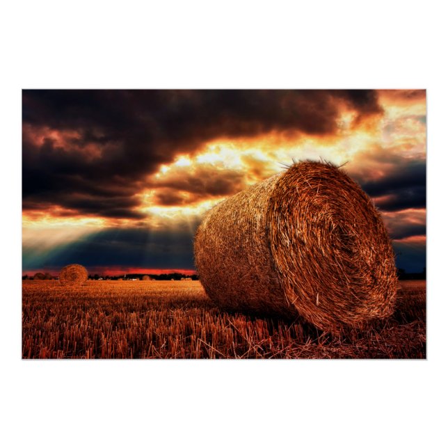 Poster Champ de Hay Bales (Devant)