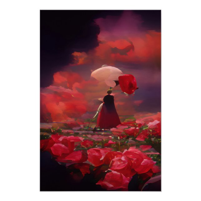Poster Champ Rose Imaginaire sous le ciel (Devant)