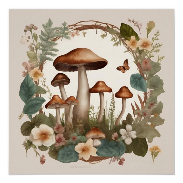 Poster Champignon Cottagecore (Devant)