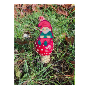 Poster Champignon rouge, gnoom pixelart, Pixel Art 