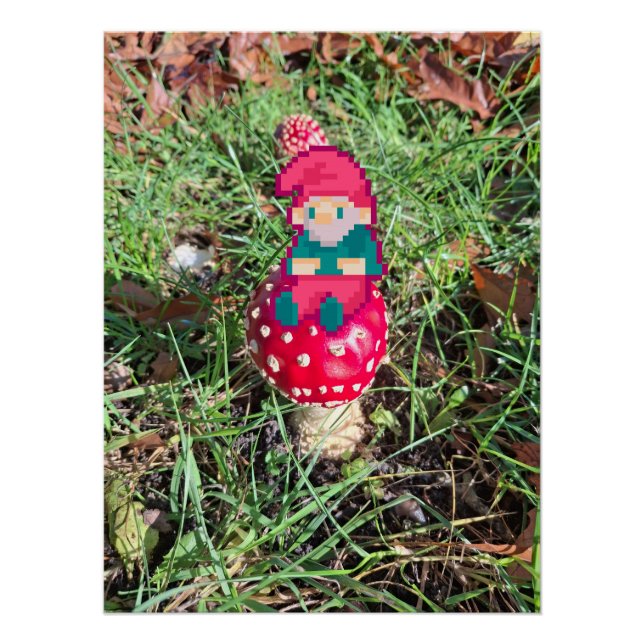 Poster Champignon rouge, gnoom pixelart, Pixel Art  (Devant)