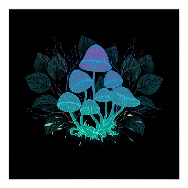 Poster Champignons dans les buissons (Devant)