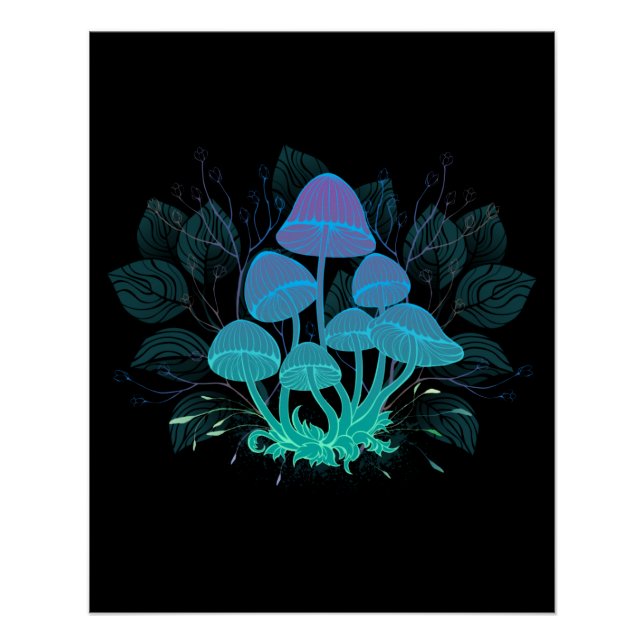 Poster Champignons dans les buissons (Devant)