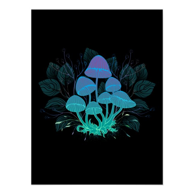 Poster Champignons dans les buissons (Devant)