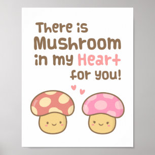 Poster Champignons mignons dans mon coeur pour vous amour