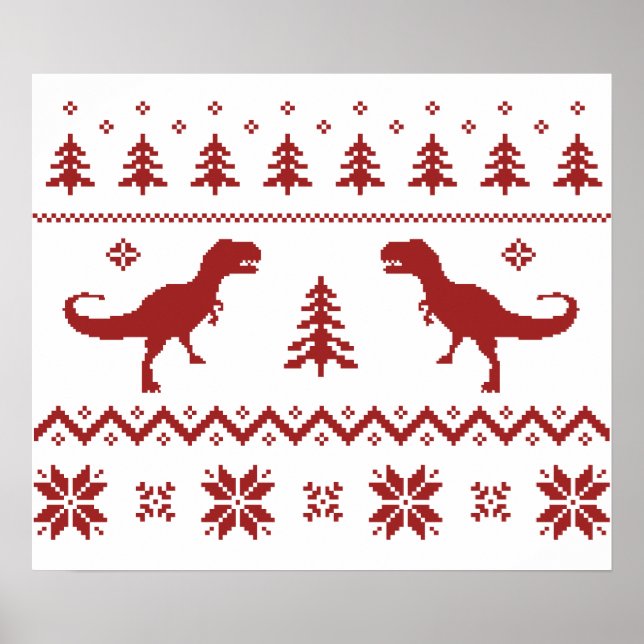 Poster Chandail de Noël de T-Rex Dinosaur (Devant)