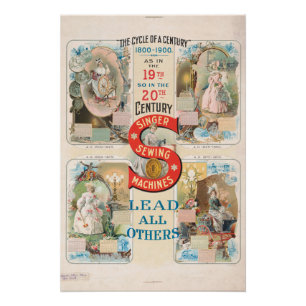 Poster Chanteur vintage - Machine à coudre et