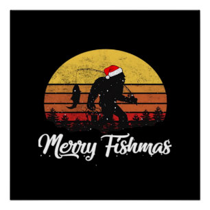 Poster Chapeau de Noël de Bigfoot Santa Merry Fishmas Vin