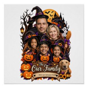 Poster Chapeau de sorcière personnalisé Halloween Famille
