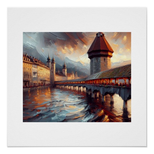 Poster Chapel Bridge Suisse, (Devant)