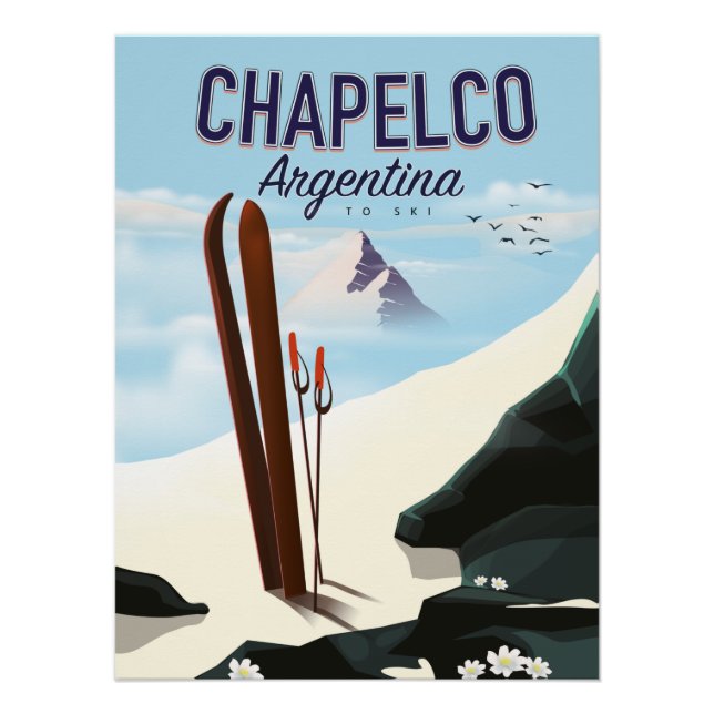 Poster Chapelco Argentine pour skier (Devant)