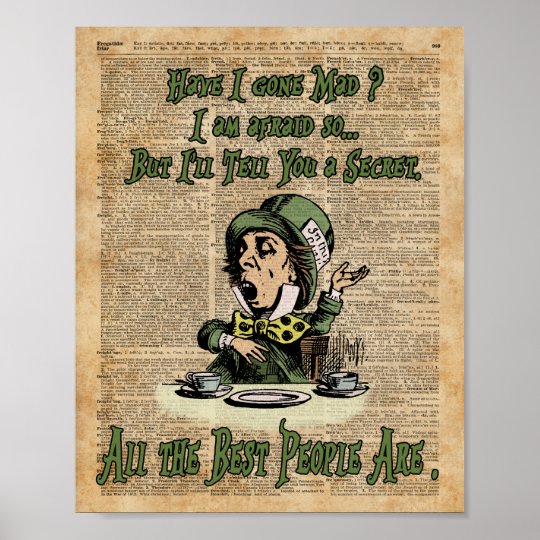 Poster Chapelier Fou Alice Au Pays Des Merveilles Art Zazzle Fr