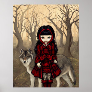 Poster Chaperon rouge en automne ART IMPRIMER loup gothiq