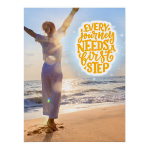 Poster Chaque voyage a besoin d'un premier pas Plage insp