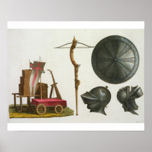 Poster Char milanais, arbalète et armure, plaque 17 fr