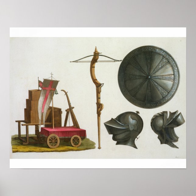 Poster Char milanais, arbalète et armure, plaque 17 fr (Devant)